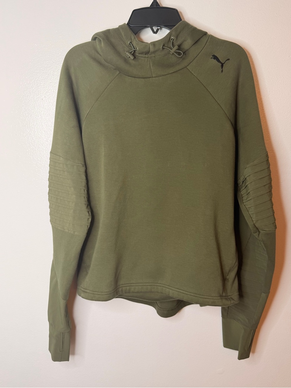 Puma Olive Green Cowl Neck Pullover Sweatshirt